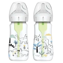 DR. BROWN'S - Pack 2 Biberones Options+ Boca Ancha 270ml - Dinosaurios