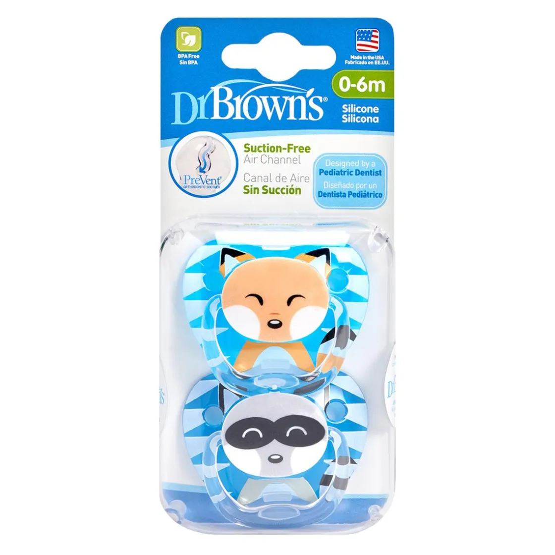 DR BROWN´S Dr Brown's - Pack 2 Chupetes Animales 0-6 meses Azul* Biberones Y Chupetes·Chupetes