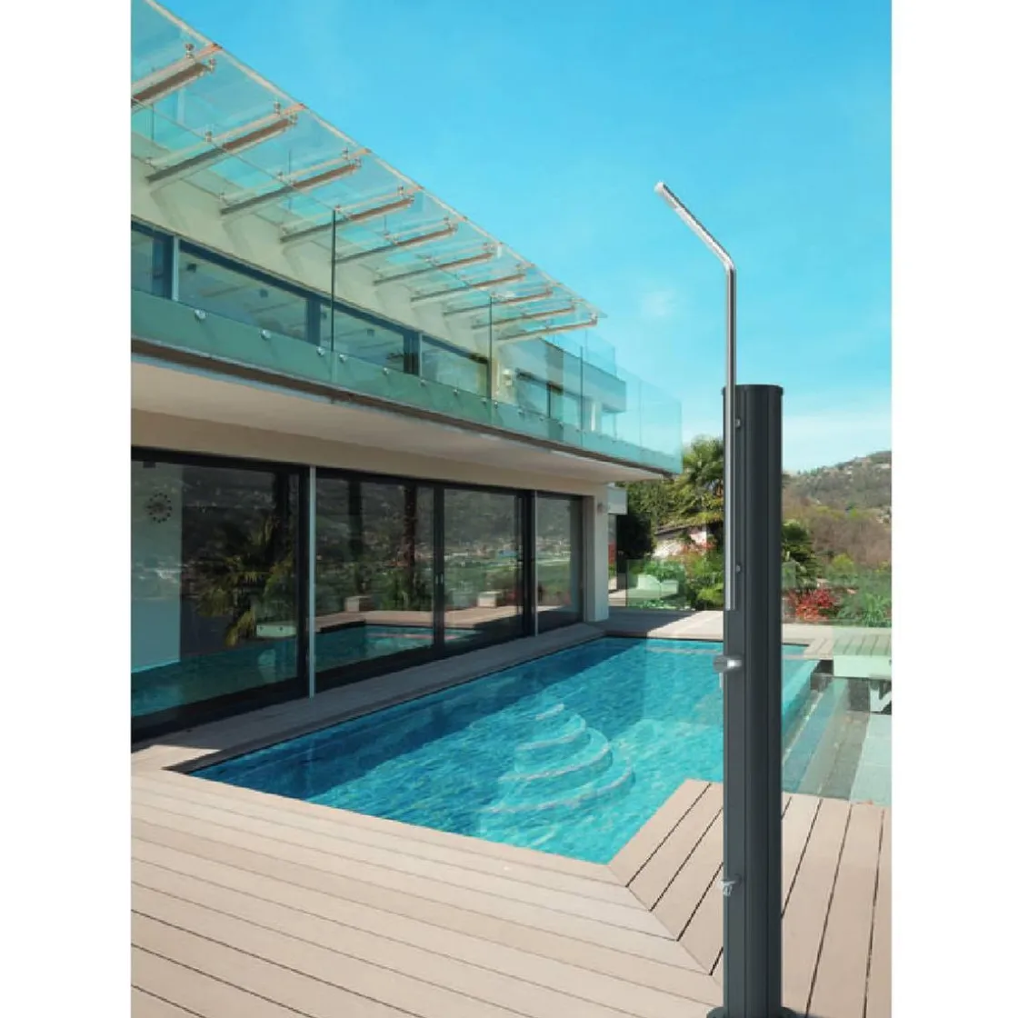 GRE Ducha solar aluminio acabado negro 30L* Piscinas|Juguetes De Verano