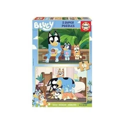 EDUCA BORRAS - Bluey - 2 Puzzles de madera 16 piezas