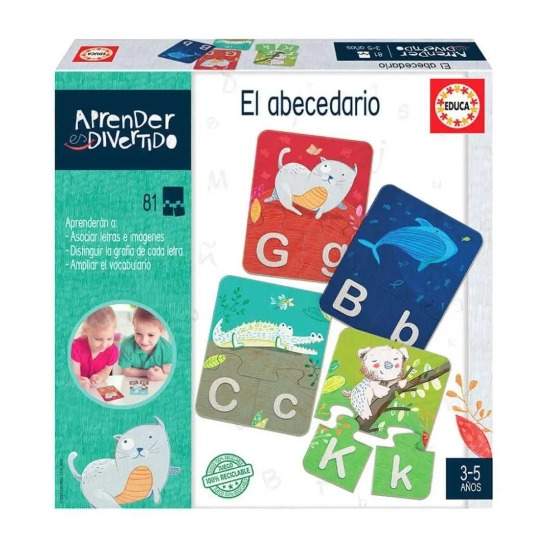 EDUCA BORRAS - Juego educativo Aprender es Divertido: El Abecedario con 81 piezas ㅤ