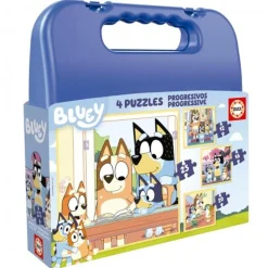 EDUCA Borras - Maletín 4 Puzzles progresivos Bluey* Juegos Y Puzzles