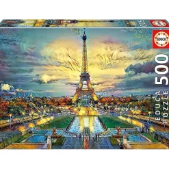 EDUCA BORRAS - Puzzle 500 piezas Torre Eiffel: montaje y cola Fix incluidos ㅤ