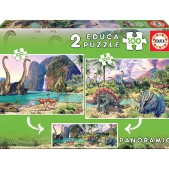 EDUCA BORRAS Educa Borrás - Dino World Pack Puzzles 2x100 Piezas