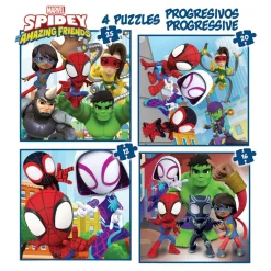 EDUCA BORRAS Educa Borrás - Spidey y su Superequipo - Pack 4 puzzles progresivos* Juegos Y Puzzles