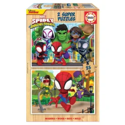 EDUCA BORRAS Educa Borrás - Spidey y su Superequipo - Pack puzzles de madera 2x25 piezas