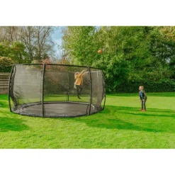 Exit Toys Exit - Cama elástica de suelo Dynamic 427 cm negro con red de seguridad