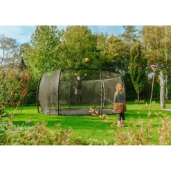 Exit Toys Exit - Cama elástica de suelo Dynamic 427 cm negro con red de seguridad