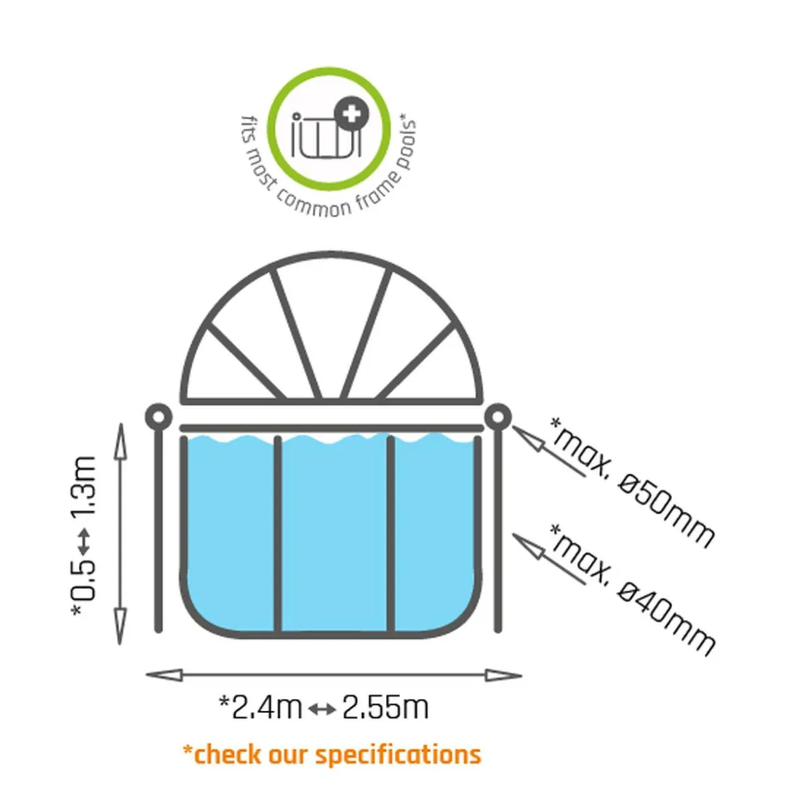 Exit Toys EXIT - Cúpula de piscina redonda 244 cm* Accesorios|Piscinas