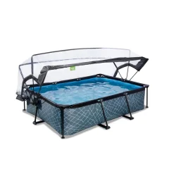 Exit Toys Exit - Piscina aspecto piedra 220 x 150 x 60 cm con bomba de filtro y cúpula* Piscinas|Juguetes De Verano