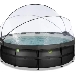 Exit Toys Exit - Piscina Black Leather diámetro 488 x 122 cm con filtro de arena y cúpula