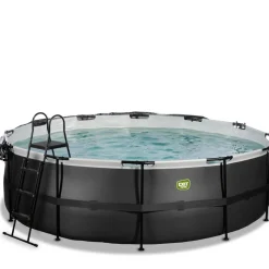Exit Toys Exit - Piscina Black Leather diámetro 488 x 122 cm con filtro de arena y cúpula