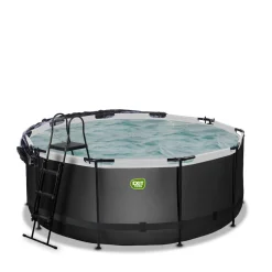 Exit Toys Exit - Piscina Black Leather diámetro 360 x 122 cm con filtro de arena y cúpula