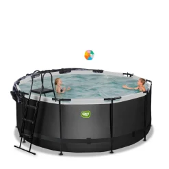 Exit Toys Exit - Piscina Black Leather diámetro 360 x 122 cm con filtro de arena y cúpula