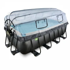 Exit Toys Exit - Piscina Black Leather 400 x 200 x 122 cm con filtro de arena, cúpula y bomba de calor