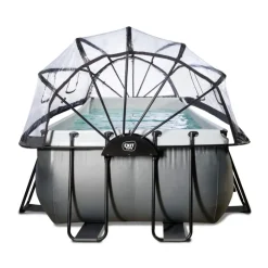 Exit Toys Exit - Piscina Black Leather 400 x 200 x 122 cm con filtro de arena, cúpula y bomba de calor