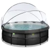 Exit Toys Exit - Piscina Black Leather diámetro 427 x 122 cm con filtro de arena y cúpula