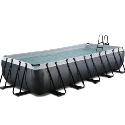 Exit Toys EXIT - Piscina de cuero negro rectangular con bomba de filtro 540 x 250 x 100 cm