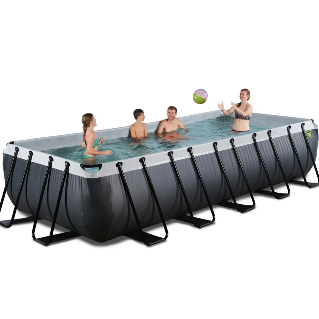 Exit Toys EXIT - Piscina de cuero negro rectangular con bomba de filtro 540 x 250 x 100 cm