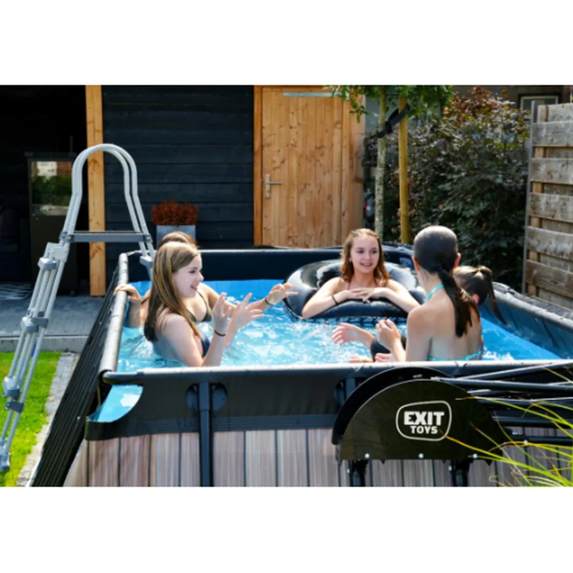 Exit Toys EXIT - Piscina de cuero rectangular con bomba de filtro 400 x 200 x 100 cm