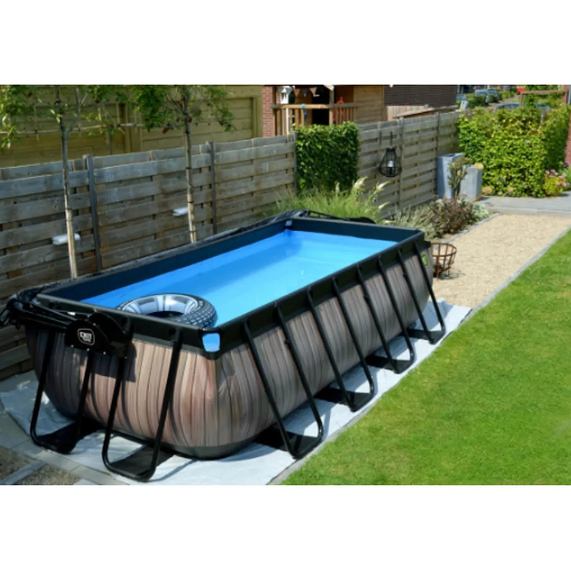 Exit Toys EXIT - Piscina de cuero rectangular con bomba de filtro 400 x 200 x 100 cm