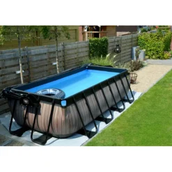 Exit Toys EXIT - Piscina EXIT de cuero rectangular con escalera y bomba de filtro 400 x 200 x 100 cm