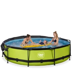 Exit Toys Exit - Piscina Lime verde diámetro 360 x 76 cm con filtro y toldo negro* Juguetes De Verano|Piscinas