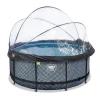 Exit Toys Exit - Piscina Stone efecto piedra gris diámetro 360 x 122 cm con filtro de arena, cúpula transparente y bomba de calor* Piscinas|Juguetes De Verano
