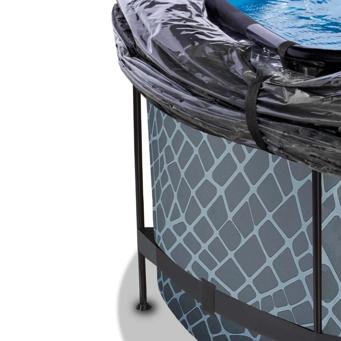 Exit Toys Exit - Piscina Stone efecto piedra gris diámetro 360 x 122 cm con filtro de arena, cúpula transparente y bomba de calor* Piscinas|Juguetes De Verano