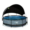 Exit Toys Exit - Piscina Stone efecto piedra gris diámetro 300 x 76 cm con filtro y toldo negro* Piscinas|Juguetes De Verano