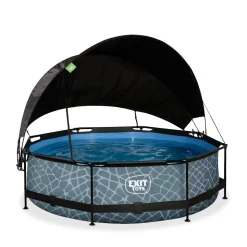 Exit Toys Exit - Piscina Stone efecto piedra gris diámetro 300 x 76 cm con filtro y toldo negro* Piscinas|Juguetes De Verano