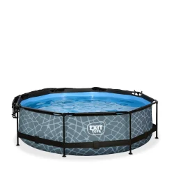 Exit Toys Exit - Piscina Stone efecto piedra gris diámetro 300 x 76 cm con filtro y toldo negro* Piscinas|Juguetes De Verano