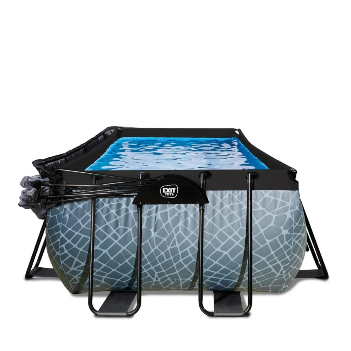 Exit Toys Exit - Piscina Stone gris 400 x 200 x 122 cm con filtro de arena, cúpula y bomba de calor