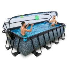 Exit Toys Exit - Piscina Stone gris 400 x 200 x 100 cm con filtro de arena, cúpula y bomba de calor* Piscinas|Juguetes De Verano