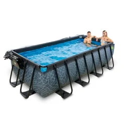Exit Toys Exit - Piscina Stone gris 400 x 200 x 100 cm con filtro de arena, cúpula y bomba de calor* Piscinas|Juguetes De Verano