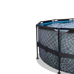 Exit Toys Exit - Piscina Stone gris diámetro 427 x 122 cm con filtro de cartucho* Efecto Piedra|Piscinas