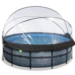 Exit Toys Exit - Piscina Stone gris diámetro 427 x 122 cm con filtro de arena, cúpula y bomba de calor* Piscinas|Juguetes De Verano