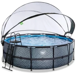 Exit Toys Exit - Piscina Stone gris diámetro 427 x 122 cm con filtro de arena, cúpula y bomba de calor* Piscinas|Juguetes De Verano