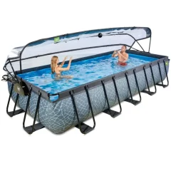 Exit Toys Exit - Piscina Stone gris 540 x 250 x 100 cm con filtro de arena, cúpula y bomba de calor* Piscinas|Juguetes De Verano