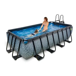 Exit Toys Exit - Piscina Stone gris 400 x 200 x 100 cm con filtro de cartucho