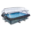 Exit Toys EXIT - Piscina Stone rectangular gris con cúpula y bomba de filtro 300 x 200 x 65 cm