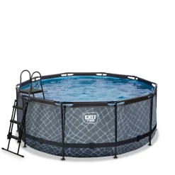 Exit Toys EXIT - Piscina Stone redonda 360 cm con escalera y bomba de filtro* Juguetes De Verano|Piscinas