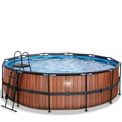 Exit Toys Exit - Piscina Wood efecto madera diámetro 450 x 122 cm con filtro de arena