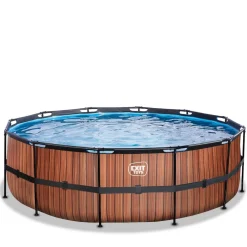 Exit Toys Exit - Piscina Wood efecto madera diámetro 450 x 122 cm con filtro de arena