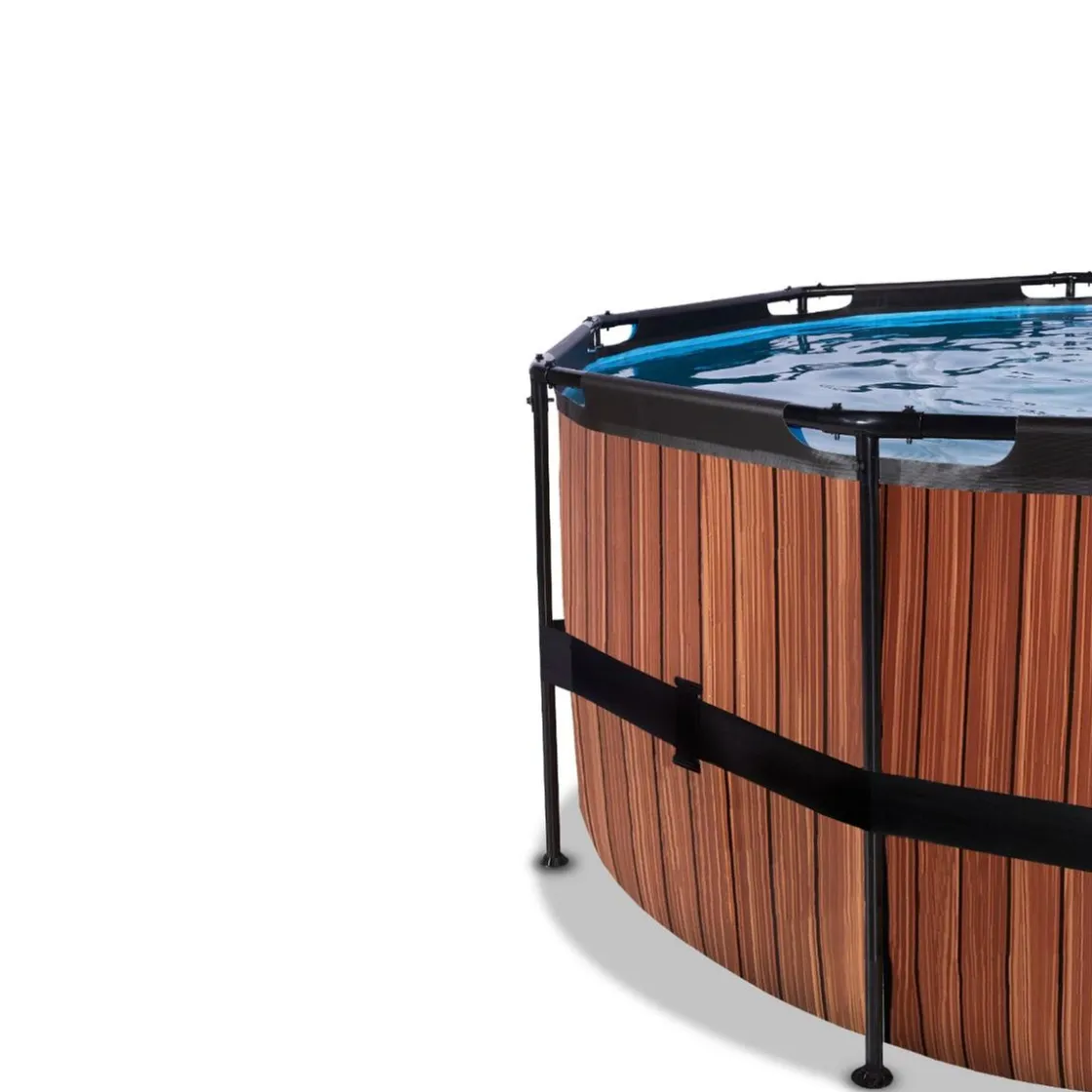 Exit Toys Exit - Piscina Wood efecto madera diámetro 450 x 122 cm con filtro de arena