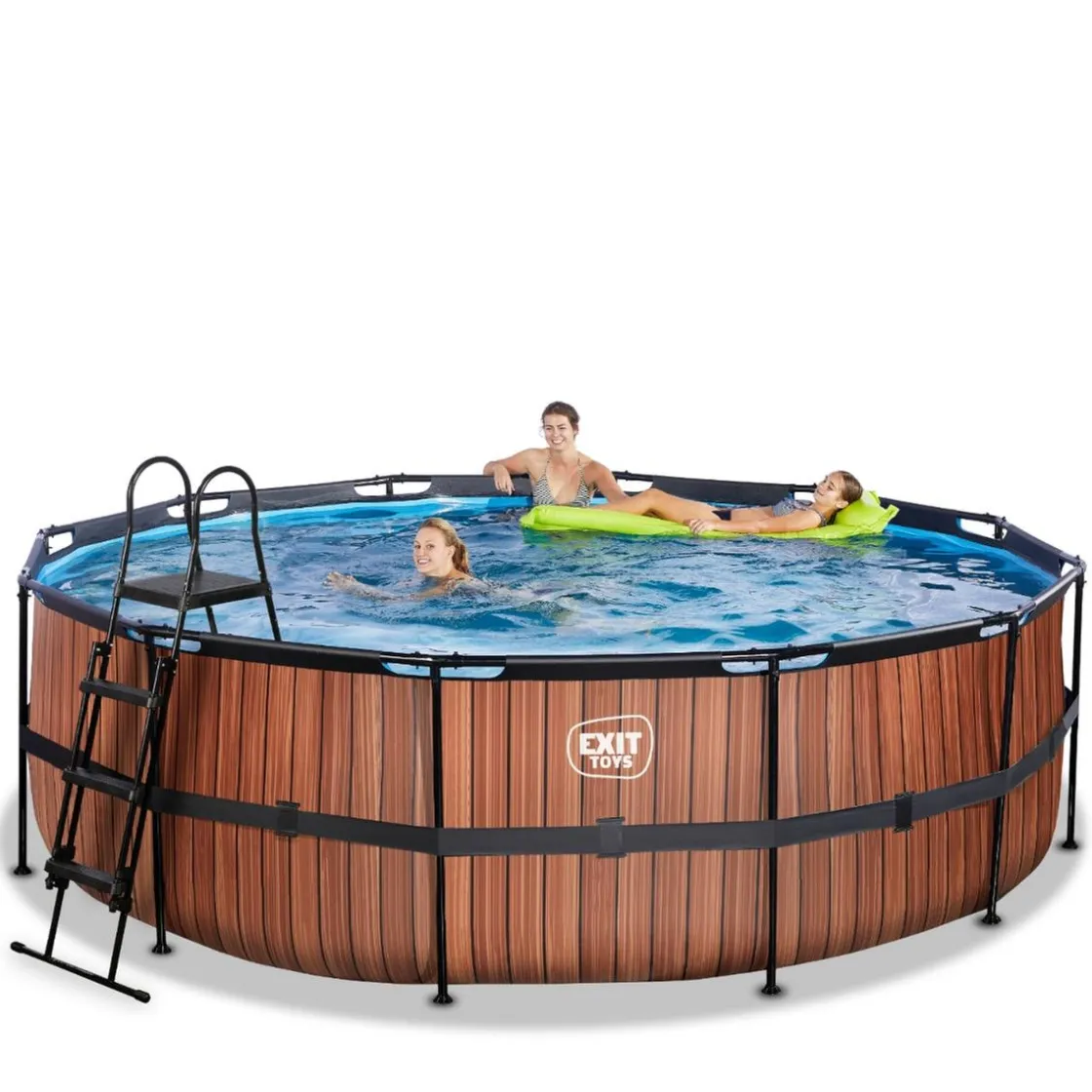 Exit Toys Exit - Piscina Wood efecto madera diámetro 450 x 122 cm con filtro de arena