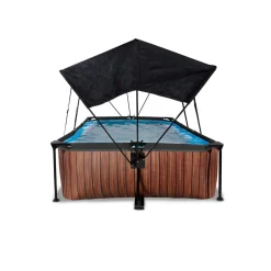 Exit Toys Exit - Piscina Wood efecto madera 220 x 150 x 65 cm con filtro y toldo negro