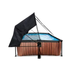 Exit Toys Exit - Piscina Wood efecto madera 220 x 150 x 65 cm con filtro y toldo negro