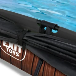Exit Toys Exit - Piscina Wood efecto madera 220 x 150 x 65 cm con filtro y toldo negro