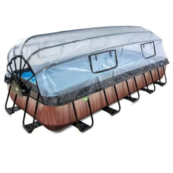 Exit Toys Exit - Piscina Wood efecto madera 540 x 250 x 100 cm con filtro de arena y cúpula